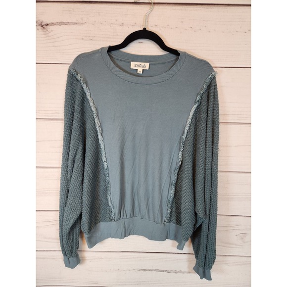 Listicle Tops - Listicle Women's Blue‎ Green Dolman Sleeve Crew Neck Pullover Blouse Size Medium